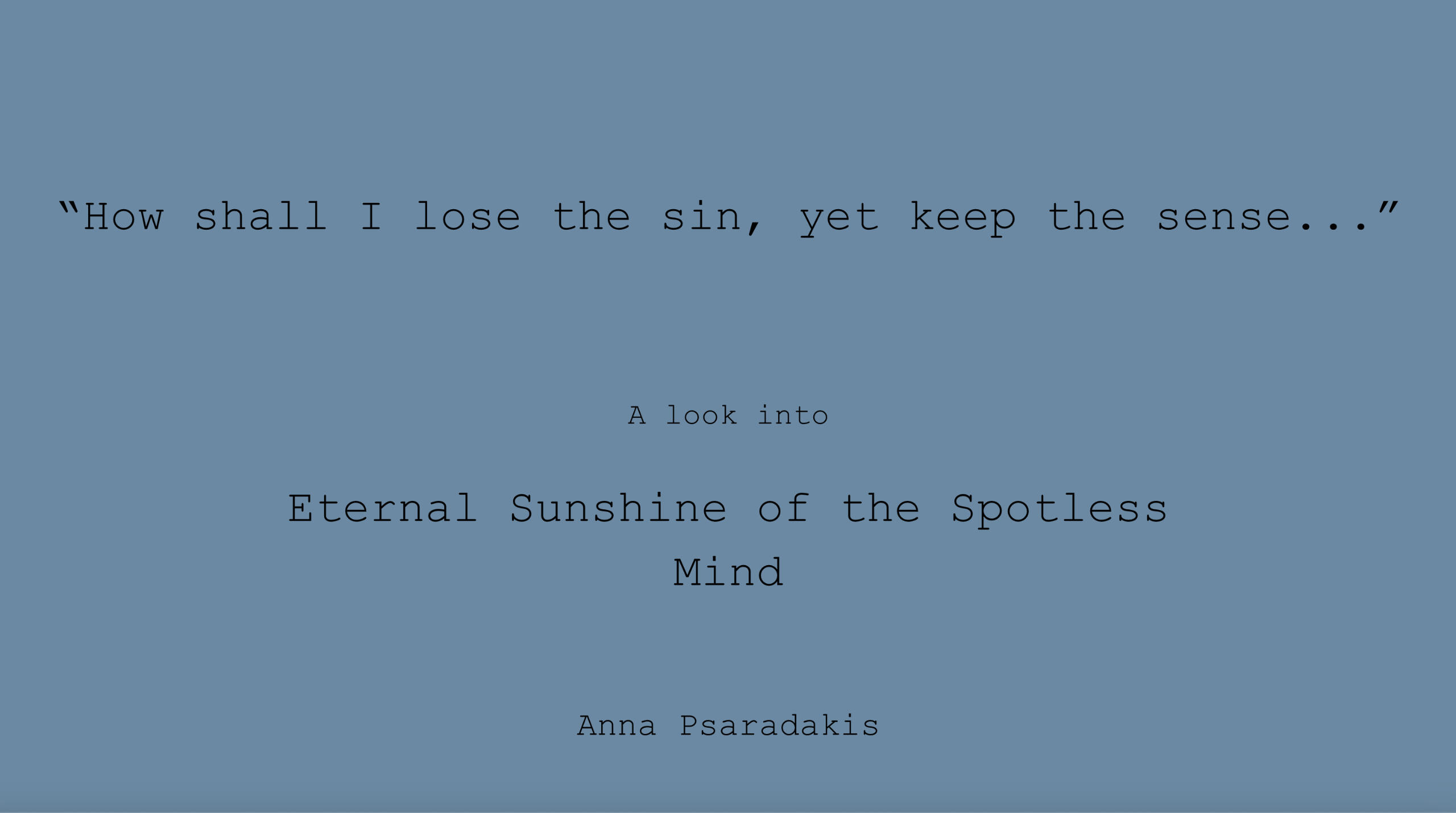 Eternal Sunshine of the Spotless Mind Creative Analysis